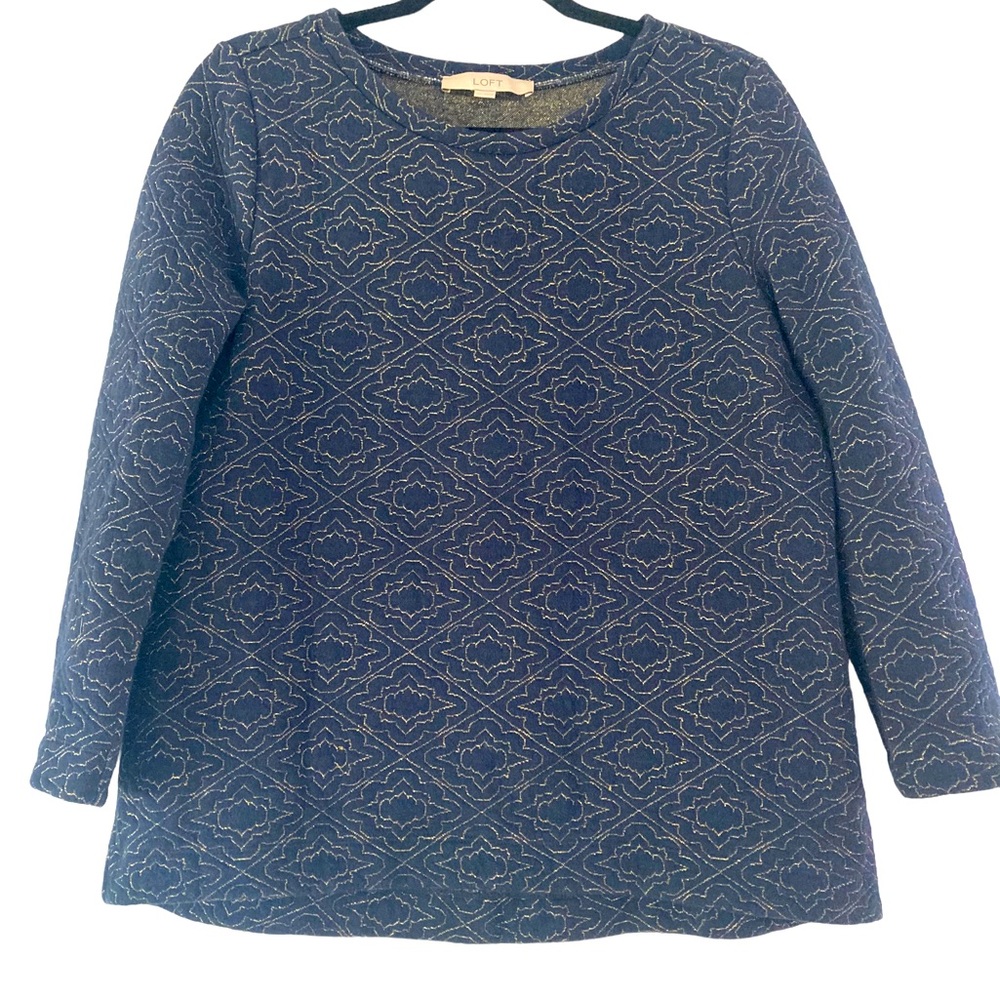 Loft Small Sweatshirt Navy and Gold sweater‎